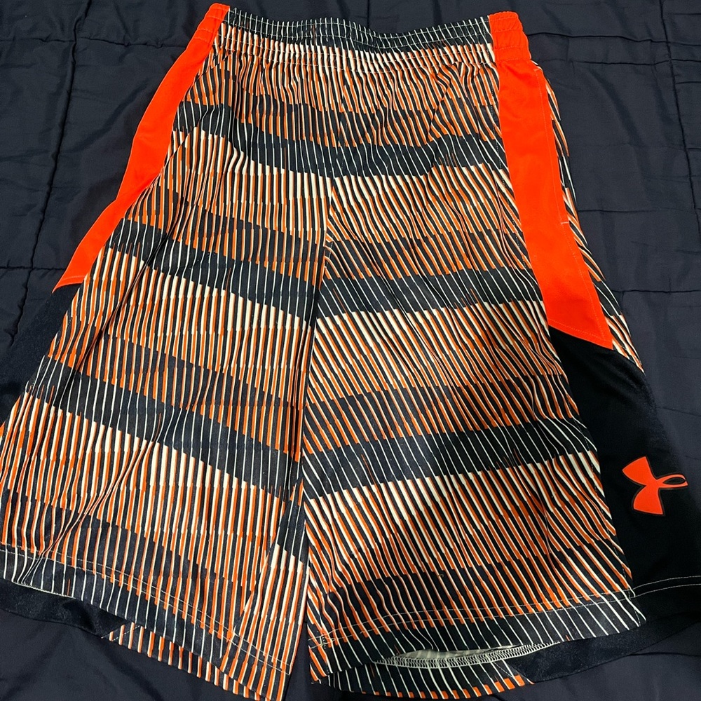 Under armour blue and orange striped shorts